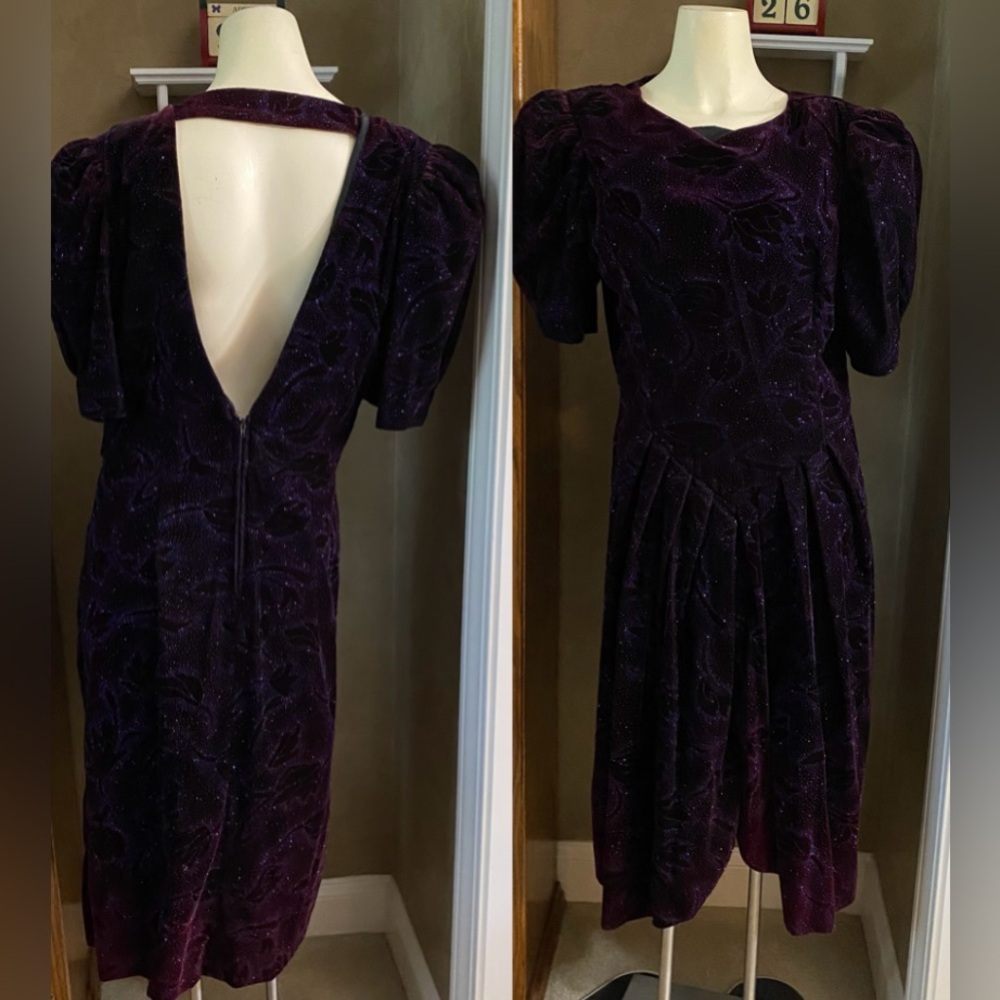 Vintage Pellini After 5 by Von Bramlett Black Sparkle Midi Dress women’s  11/12